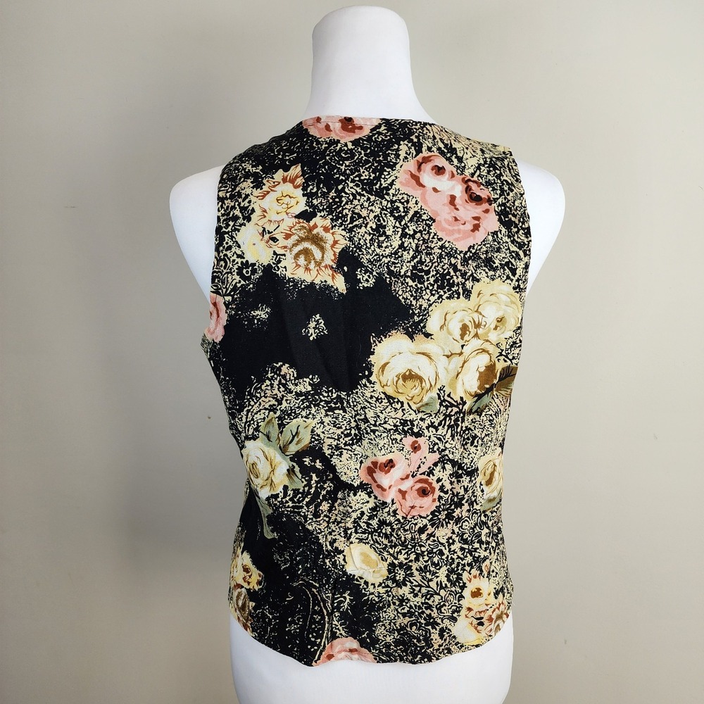 Vintage Floral Vest Womens Small Western Cottagecore Country Roses 90s Grannie - Picture 5 of 13